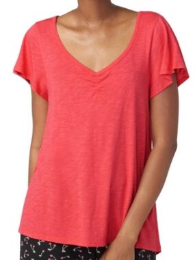 Hue Women's Solid Short-Sleeve Shirred Pajama Tee